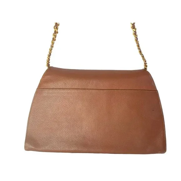 Vintage INC Purse Chain Link Strap Genuine Leather Uruguay Bag Tan Brown Camel - Picture 9 of 9